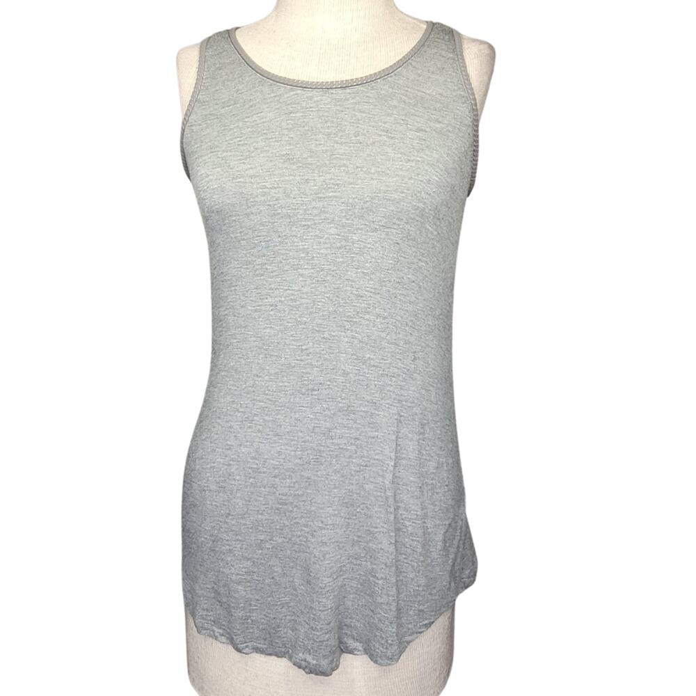 Gray Silver Metal Embellished Neckline Tank Top Size XS